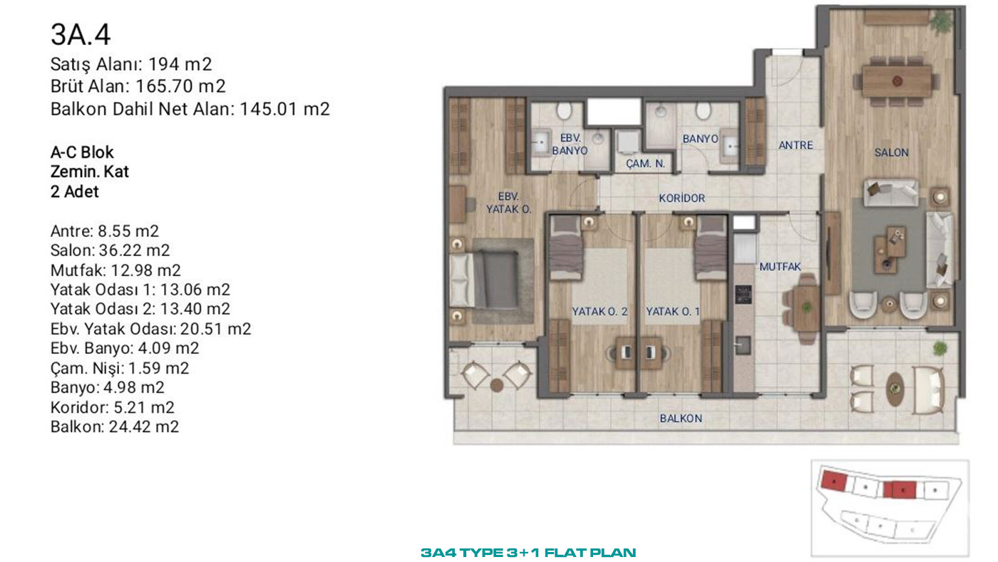 Flats for Sale in İstanbul, Ümraniye - Suryapı Cevher - 89191