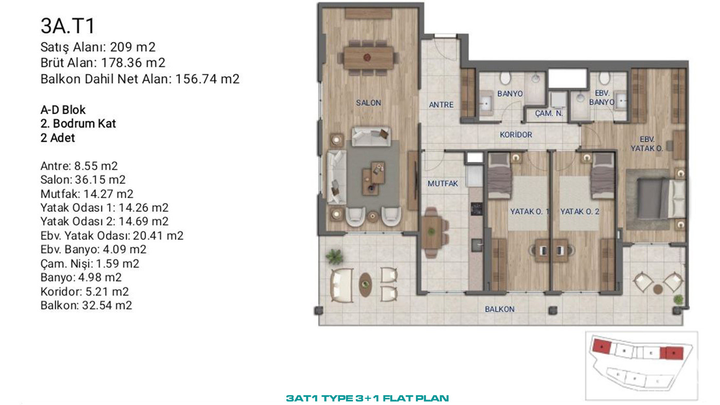 Flats for Sale in İstanbul, Ümraniye - Suryapı Cevher - 89192