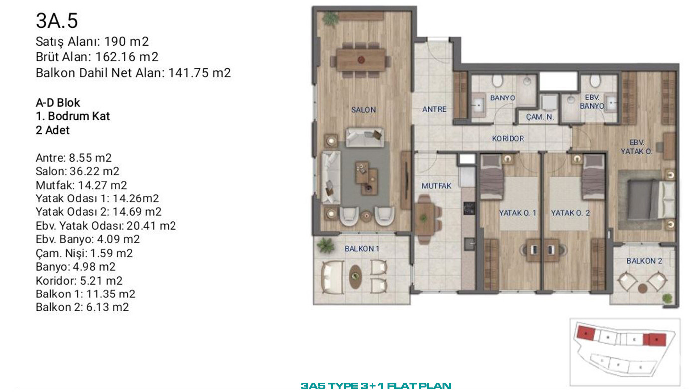 Flats for Sale in İstanbul, Ümraniye - Suryapı Cevher - 89193