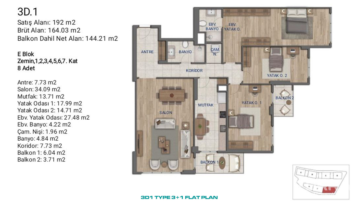 Flats for Sale in İstanbul, Ümraniye - Suryapı Cevher - 89194
