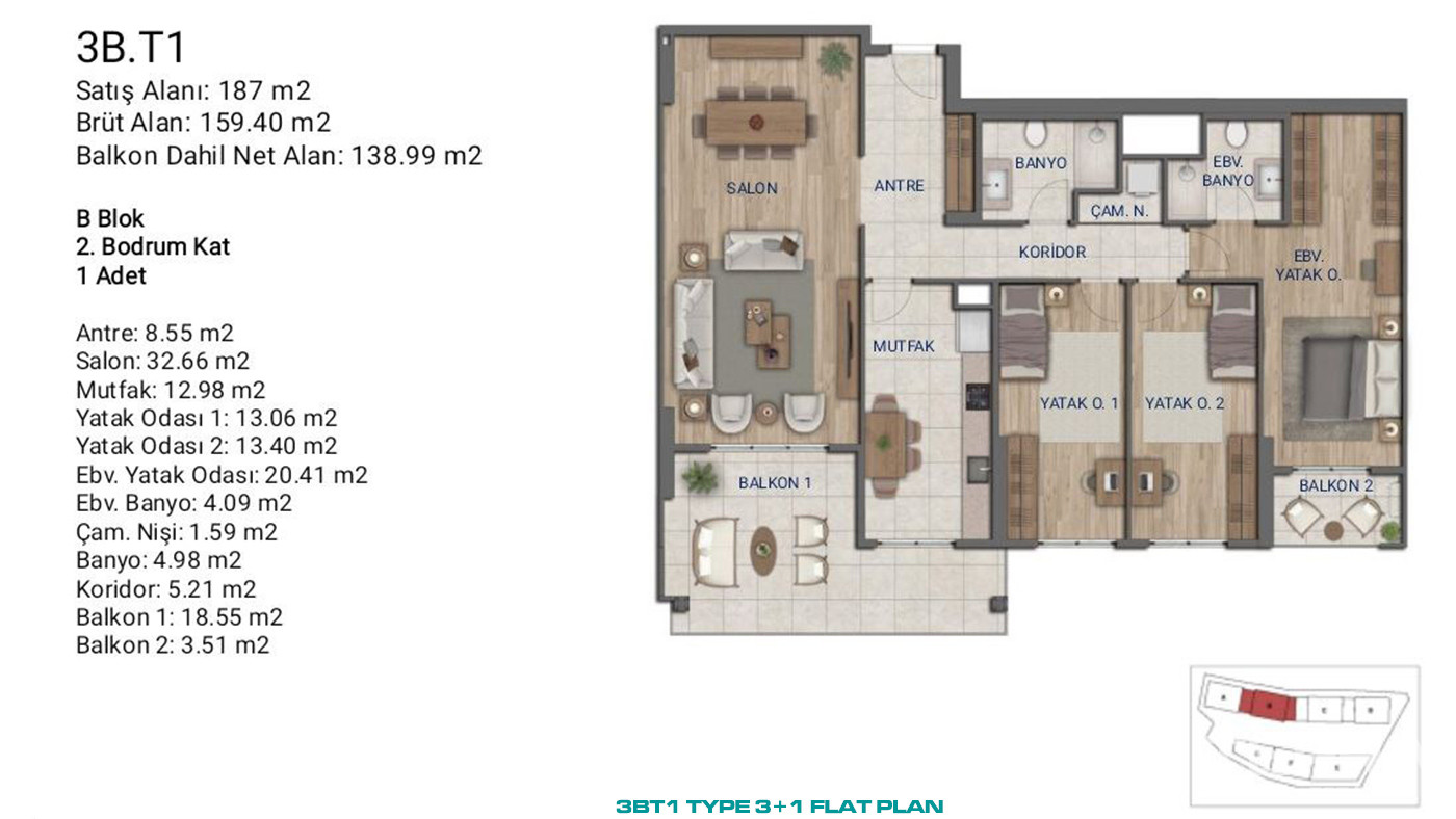 Flats for Sale in İstanbul, Ümraniye - Suryapı Cevher - 89198