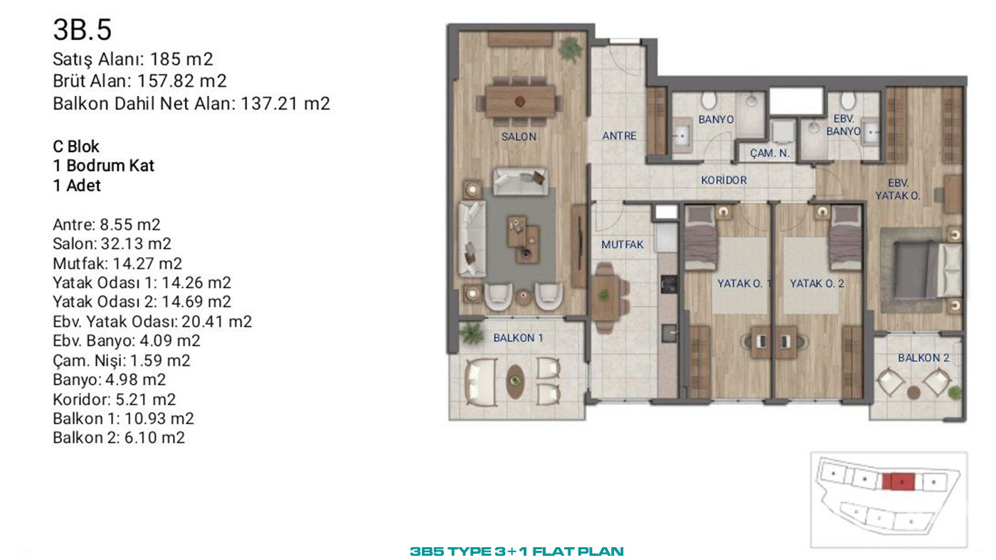 Flats for Sale in İstanbul, Ümraniye - Suryapı Cevher - 89201