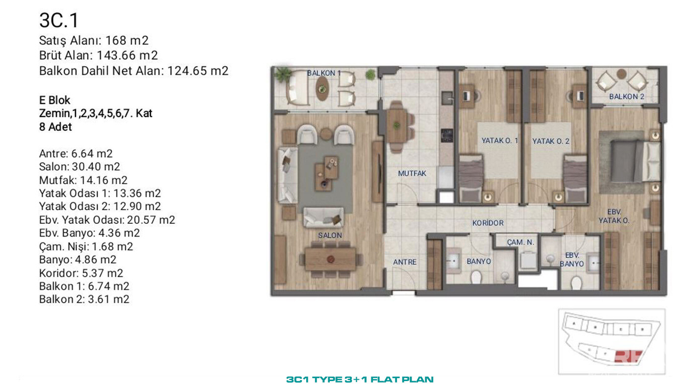 Flats for Sale in İstanbul, Ümraniye - Suryapı Cevher - 89204