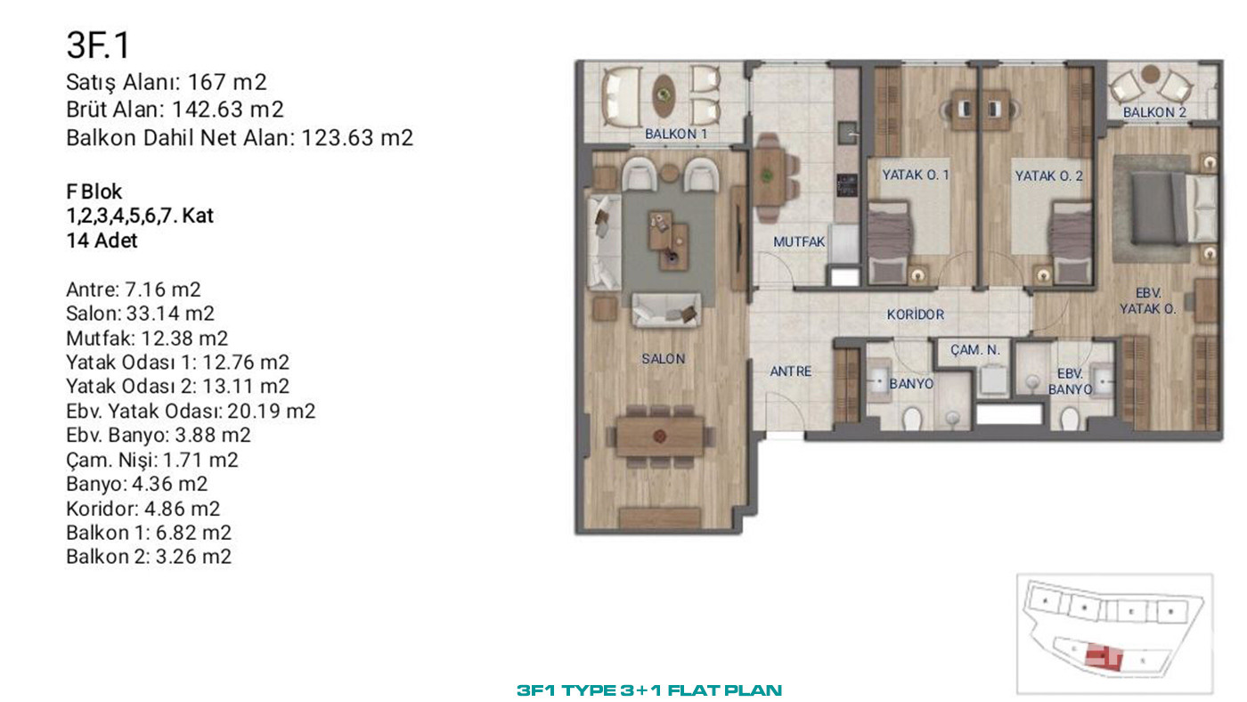 Flats for Sale in İstanbul, Ümraniye - Suryapı Cevher - 89205