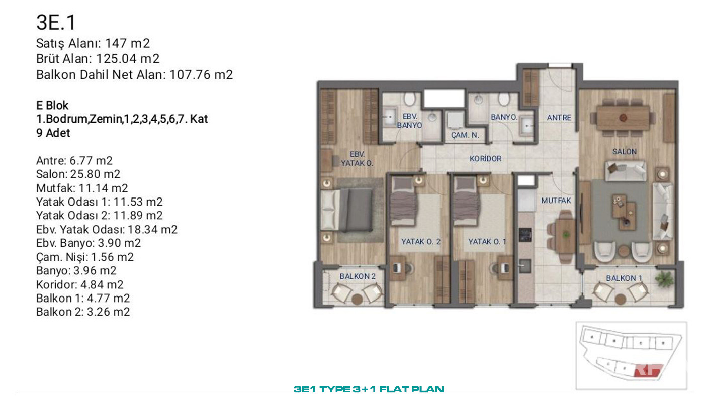 Flats for Sale in İstanbul, Ümraniye - Suryapı Cevher - 89206