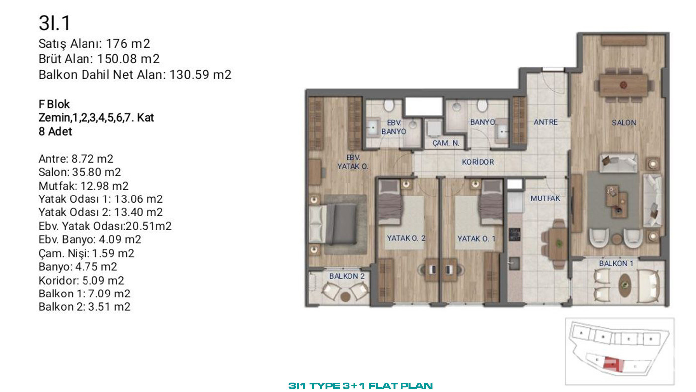 Flats for Sale in İstanbul, Ümraniye - Suryapı Cevher - 89209