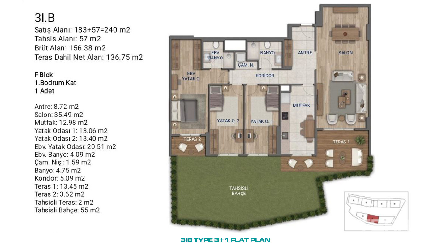 Flats for Sale in İstanbul, Ümraniye - Suryapı Cevher - 89210