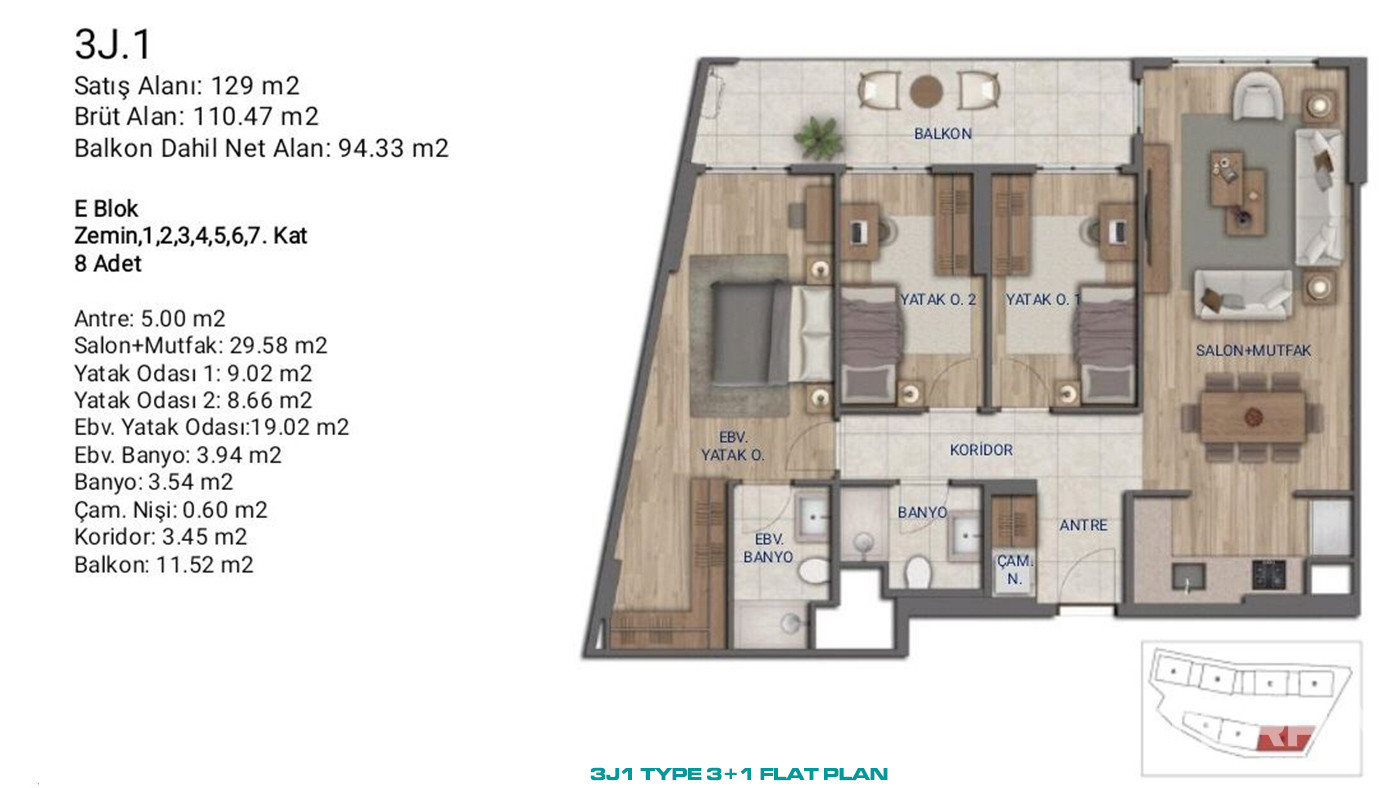 Flats for Sale in İstanbul, Ümraniye - Suryapı Cevher - 89211