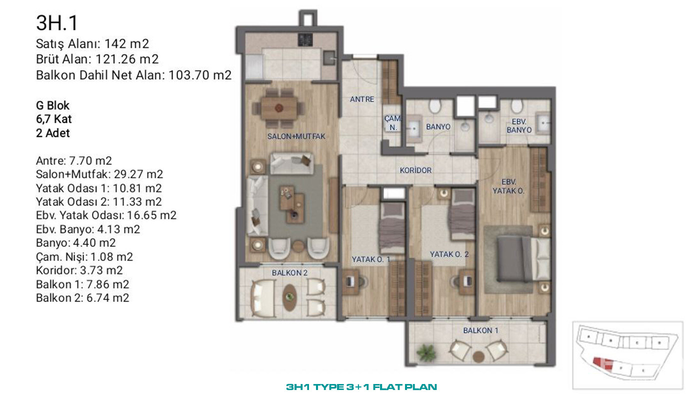 Flats for Sale in İstanbul, Ümraniye - Suryapı Cevher - 89212