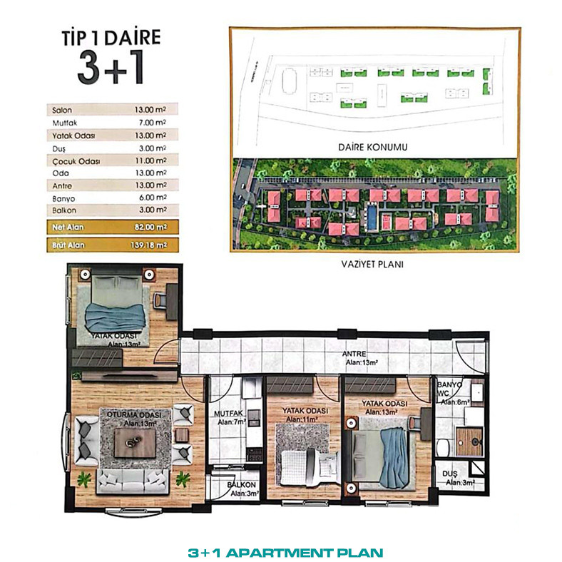 Comfortable Family Apartments with Nature Views in Başakşehir - 90197