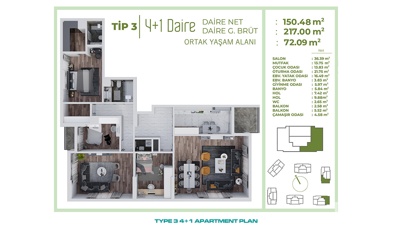 Apartments for Sale in Istanbul, Bağcılar - Selvi Park Evleri - 90529