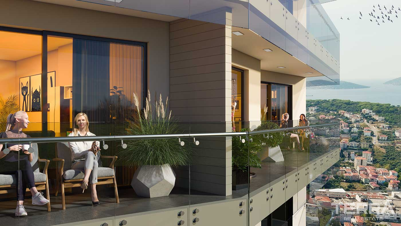 Sea View Flats for Sale in a 5 Star Hotel Concept Complex in Maltepe - 91159