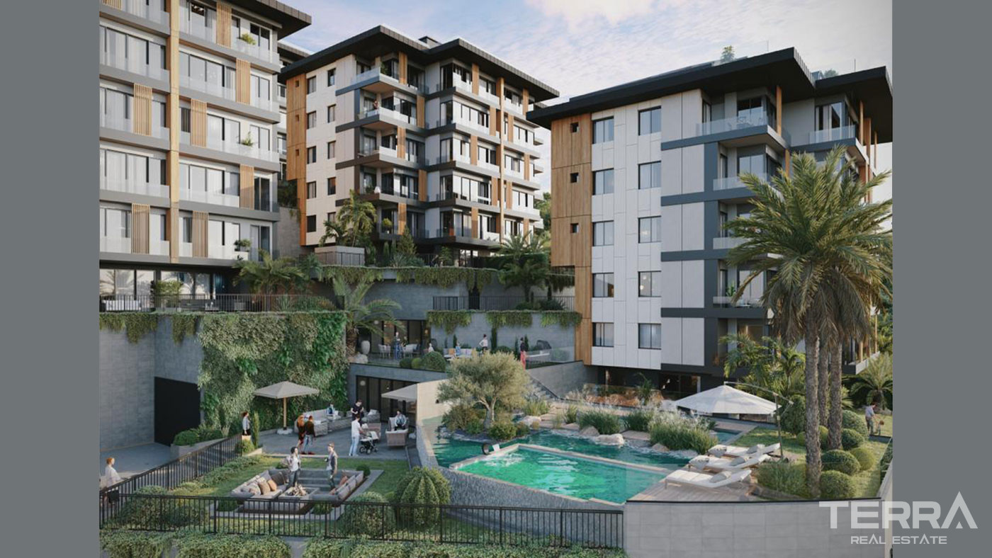 Flats with Sea Views in a Complex Offering Rich Amenties in İstanbul - 91265