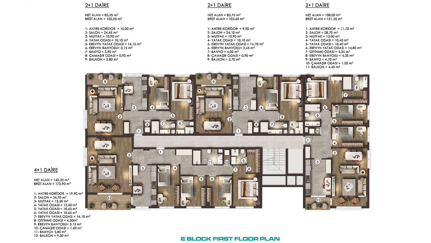 Beylikdüzü'nde Dora Park Marin Sitesi'nde Yerden Isıtmalı Daireler - 91894