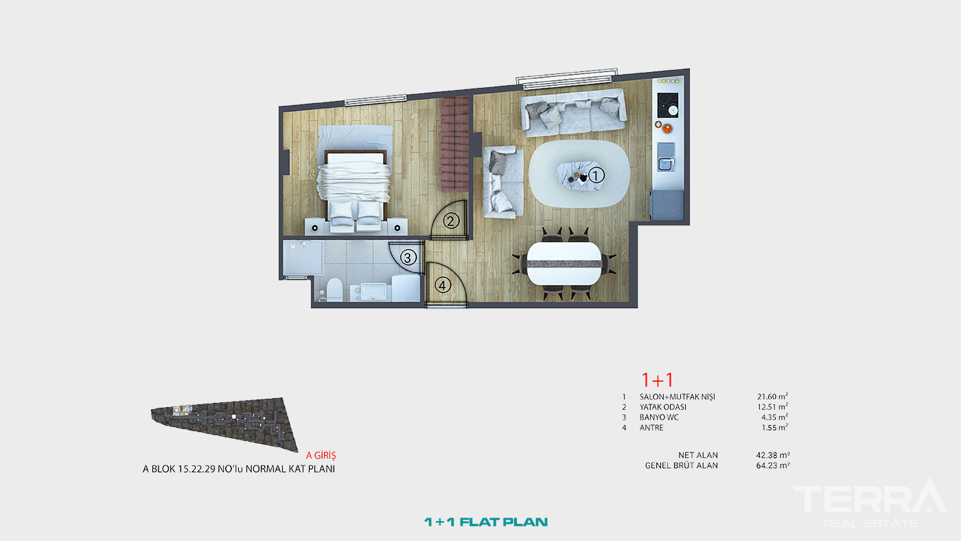 Conveniently Located Flats with Proximity to Facilities in İstanbul - 92190