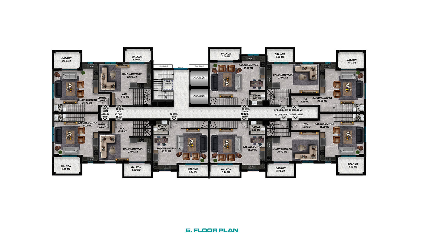 Flats for Sale in Gazipaşa Near the State Hospital - 92217