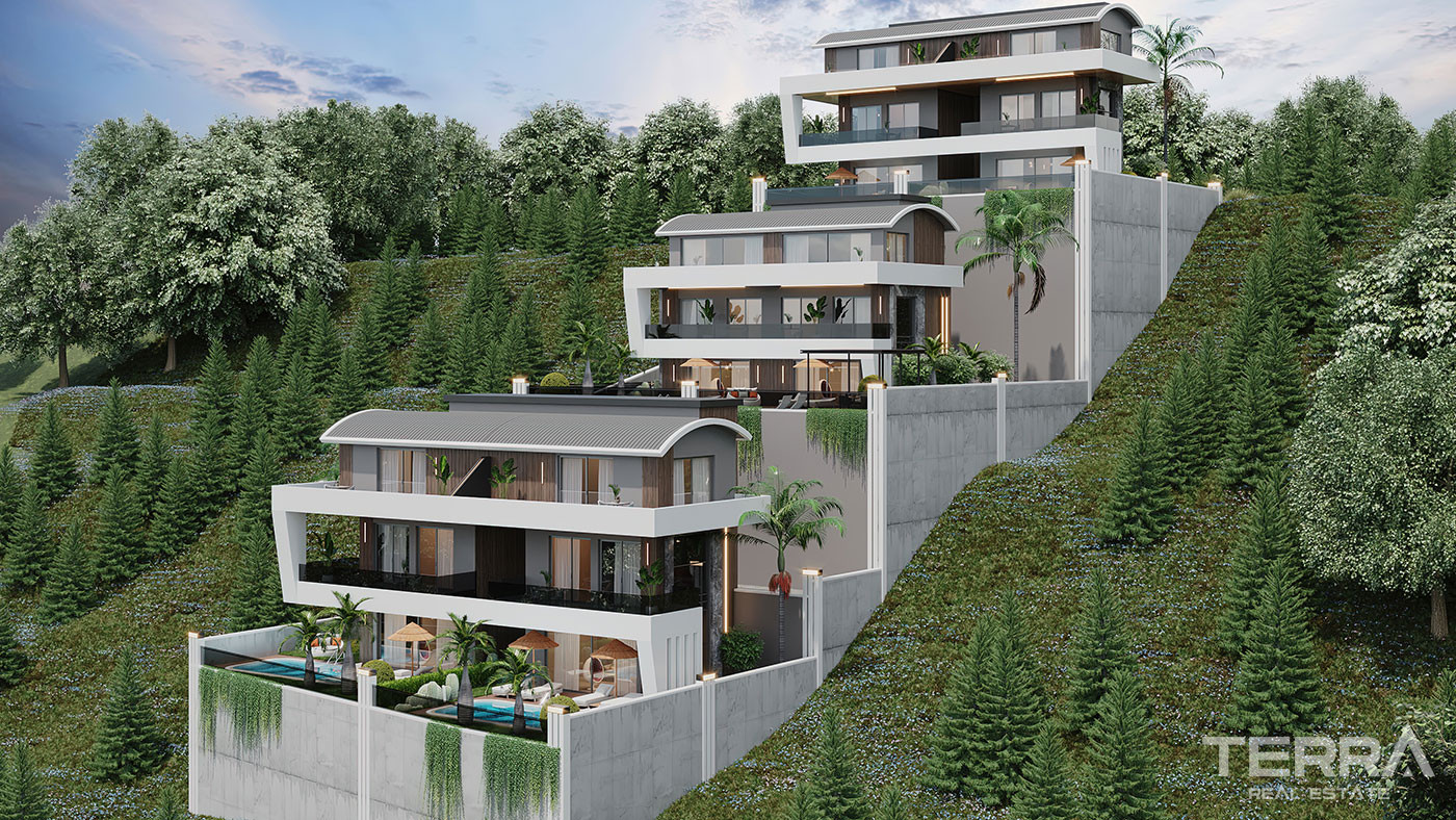 Magnificent Sea View Villas in a Serene Setting of Tepe, Alanya - 92347
