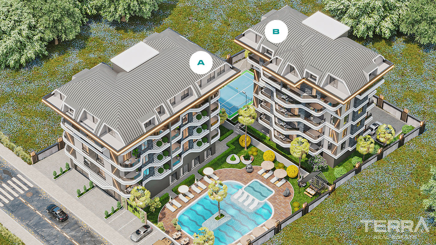 Contemporary Flats Featuring Calming Sea Views in Alanya, Kargıcak - 92462