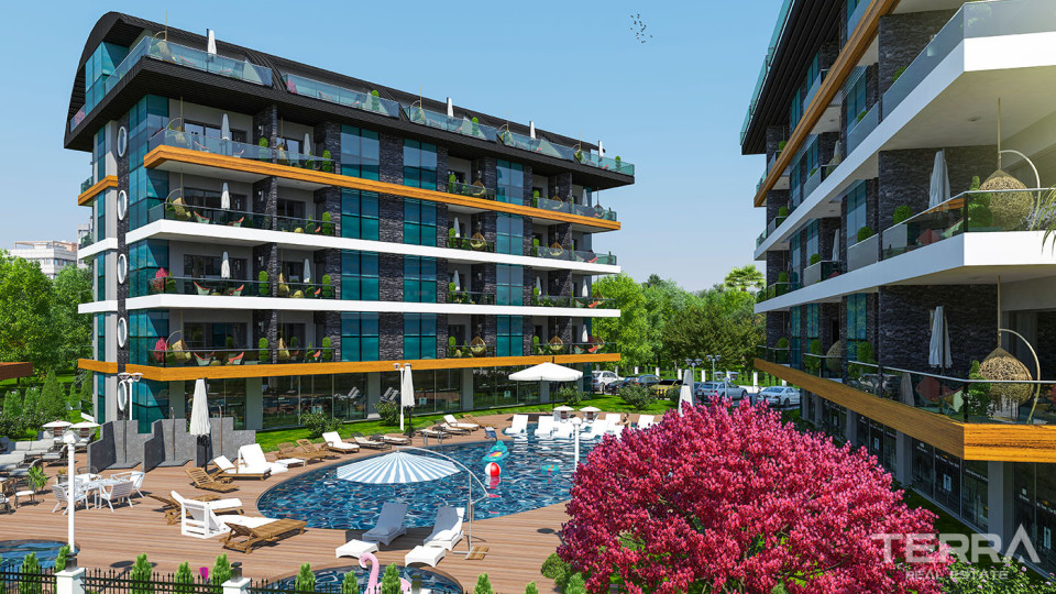 Alanya Oba'da Geniş Tesislere Sahip Modern Daireler