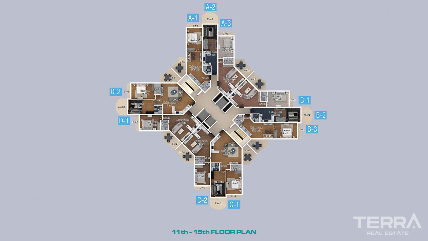 Elegant North Cyprus Flats within a Sea View Complex in Famagusta - 93191