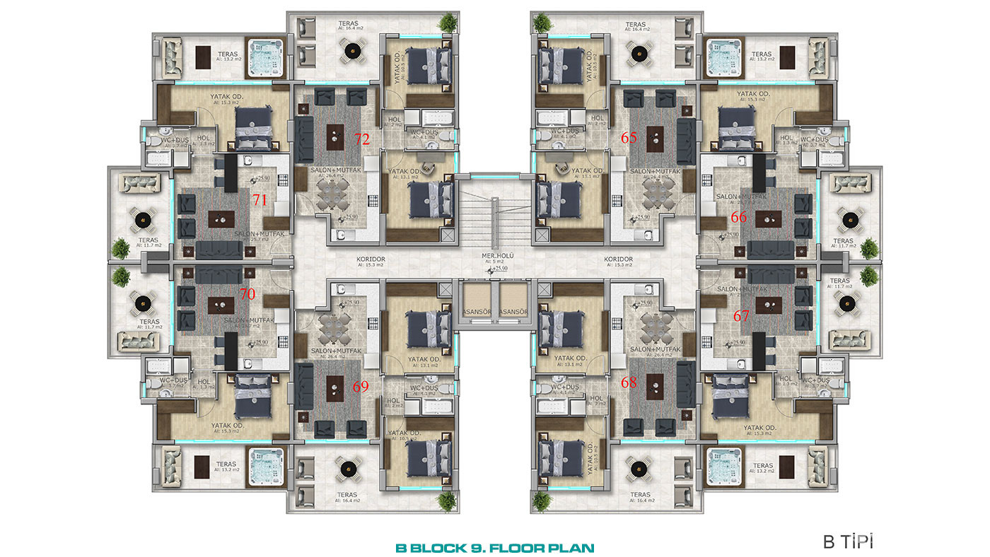 Ready to Move in Apartments with Sea Views in Kyrenia, North Cyprus - 93515
