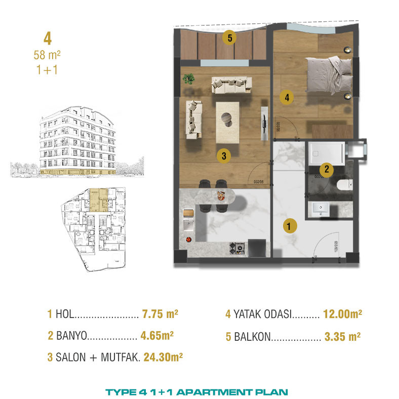 Modern Apartments Close to Historical Center of Antalya - 93637
