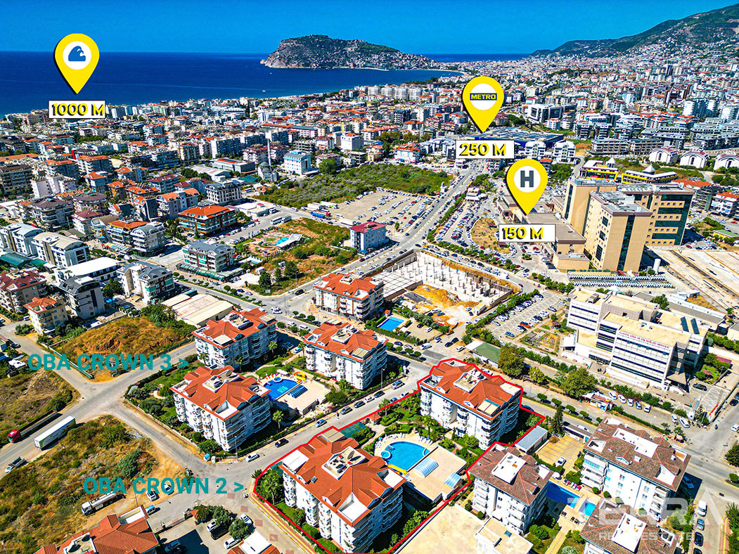 Oba Crown Resort Alanya - Spacious Apartments for Sale in Central Oba - 94325