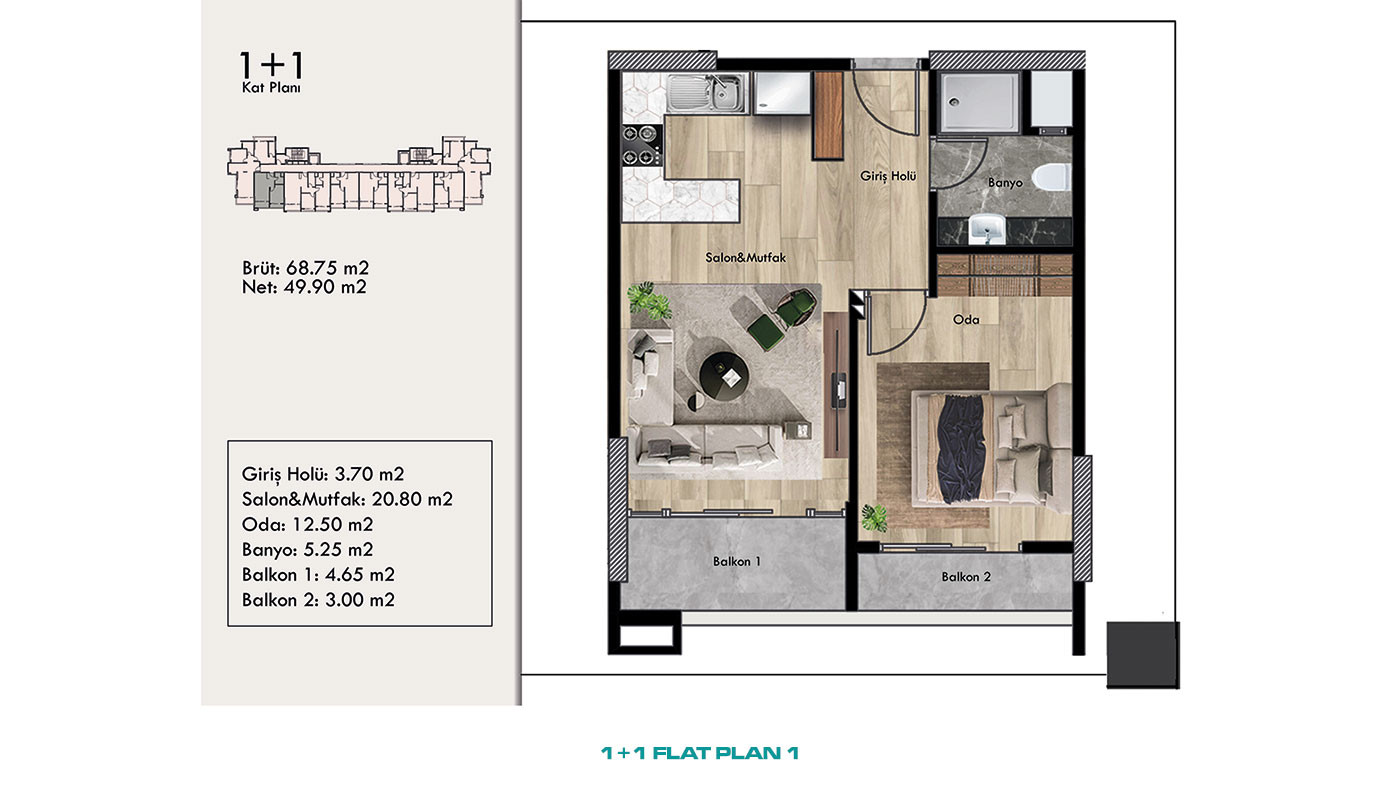 Well-Designed New Flats 500 m from the Beach in Erdemli, Mersin - 95454