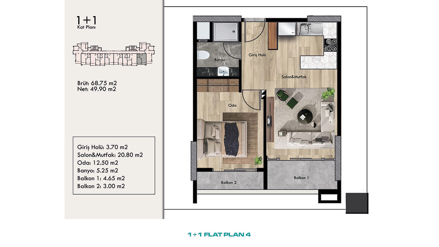 Well-Designed New Flats 500 m from the Beach in Erdemli, Mersin - 95457