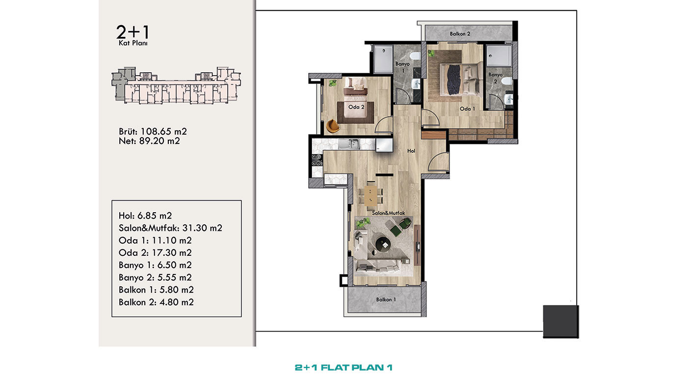 Well-Designed New Flats 500 m from the Beach in Erdemli, Mersin - 95458