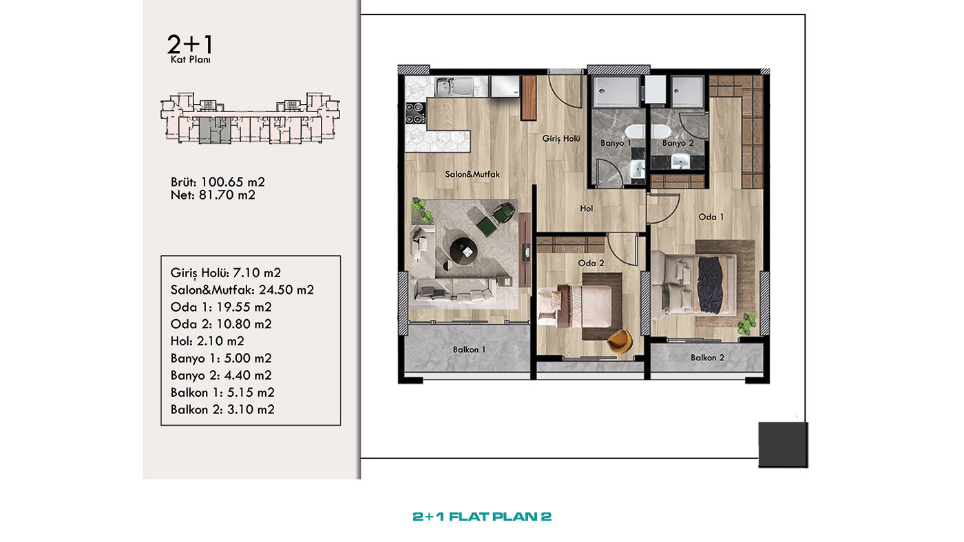 Well-Designed New Flats 500 m from the Beach in Erdemli, Mersin - 95459