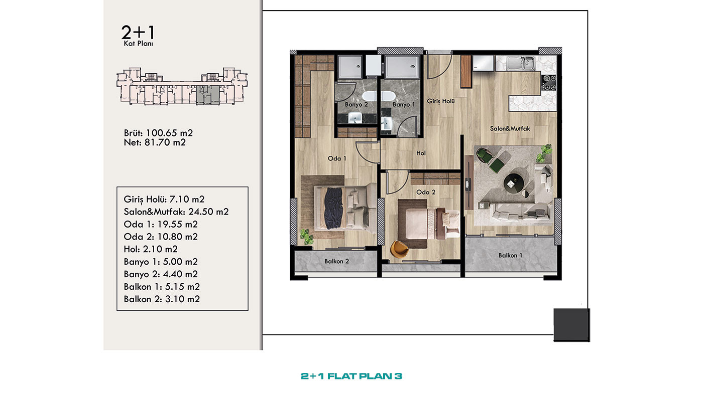 Well-Designed New Flats 500 m from the Beach in Erdemli, Mersin - 95460