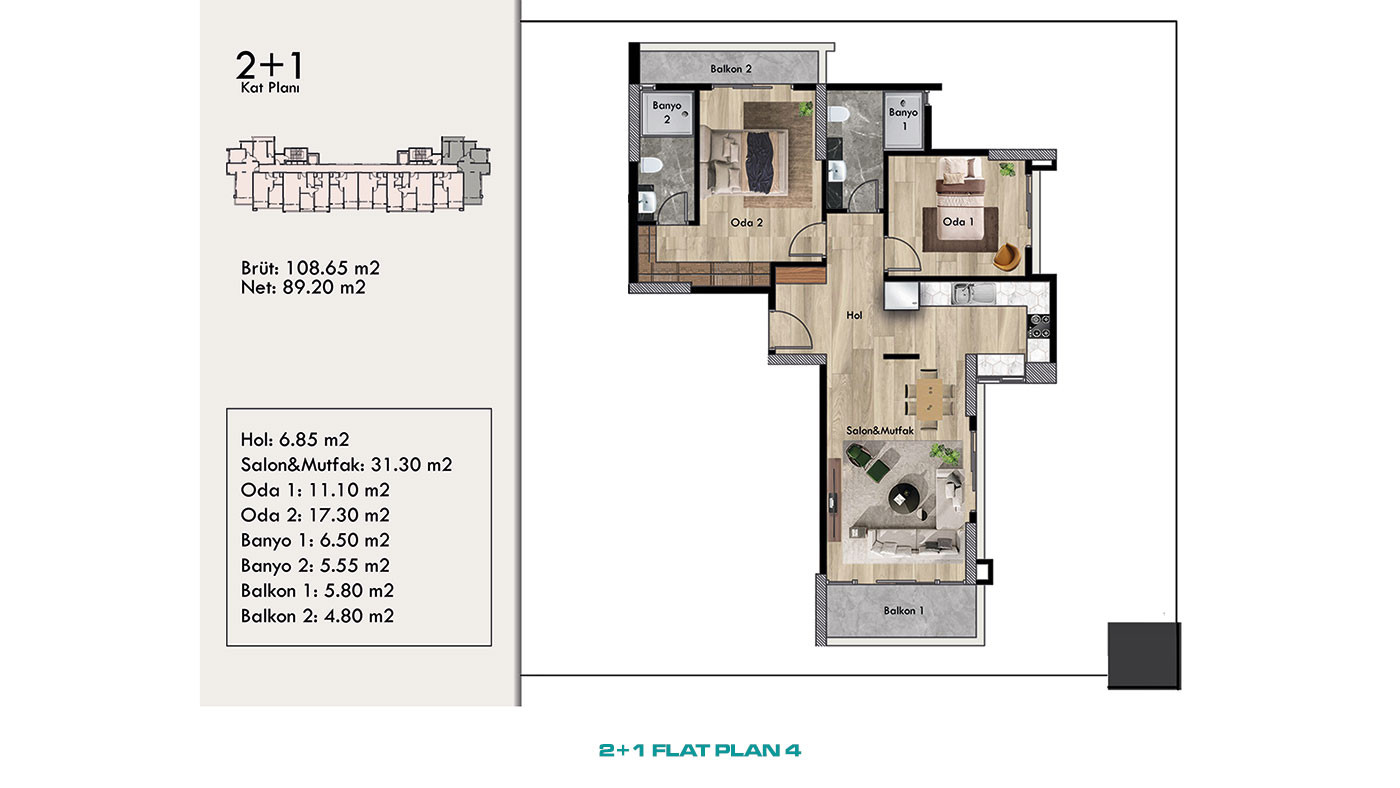 Well-Designed New Flats 500 m from the Beach in Erdemli, Mersin - 95461