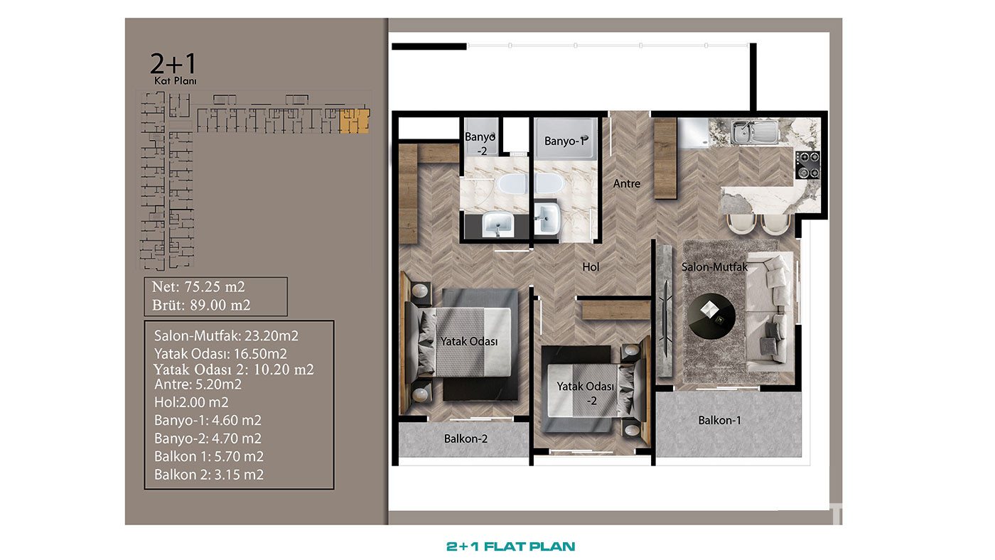 New Mersin Flats Close to The Beach and Daily Amenities in Erdemli - 95468