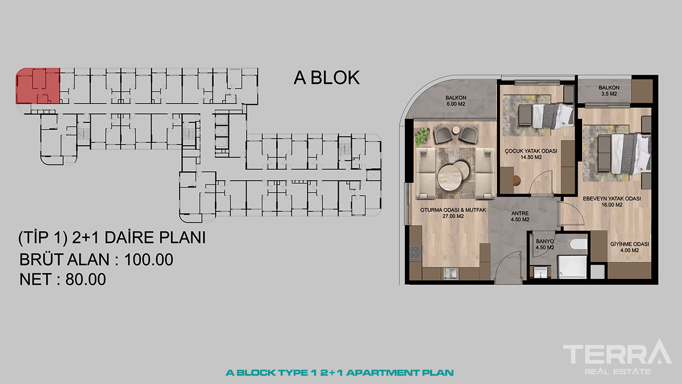 Contemporary Mersin Apartments Close to The Shopping Center in Tarsus - 95517