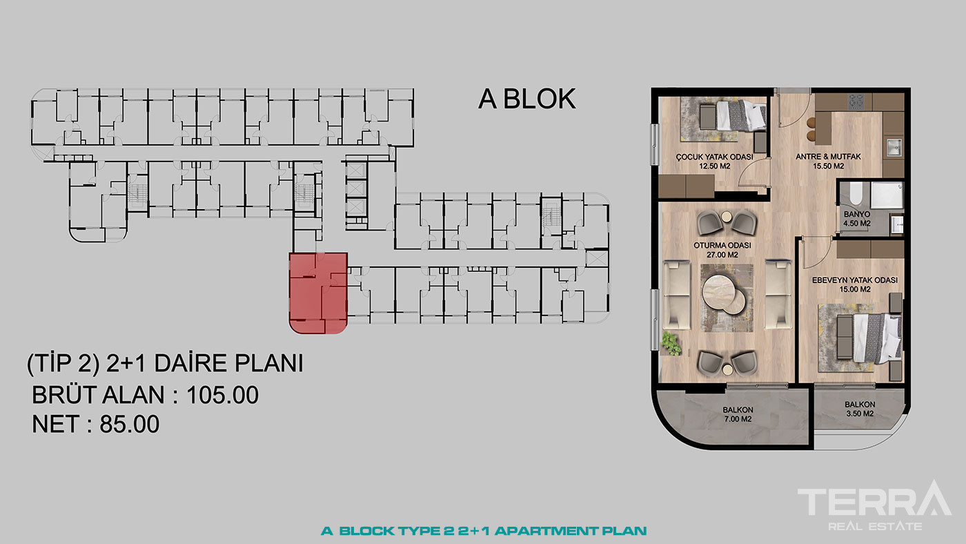 Contemporary Mersin Apartments Close to The Shopping Center in Tarsus - 95518