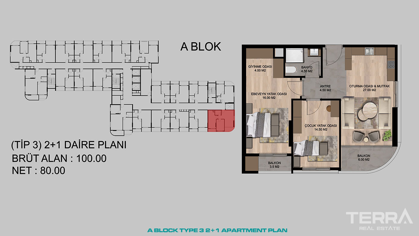 Contemporary Mersin Apartments Close to The Shopping Center in Tarsus - 95519