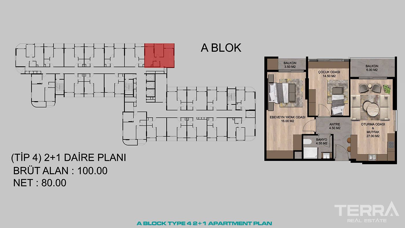 Contemporary Mersin Apartments Close to The Shopping Center in Tarsus - 95521