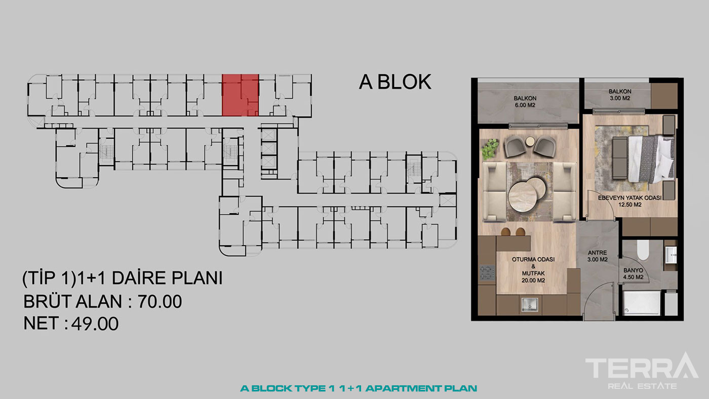 Contemporary Mersin Apartments Close to The Shopping Center in Tarsus - 95522