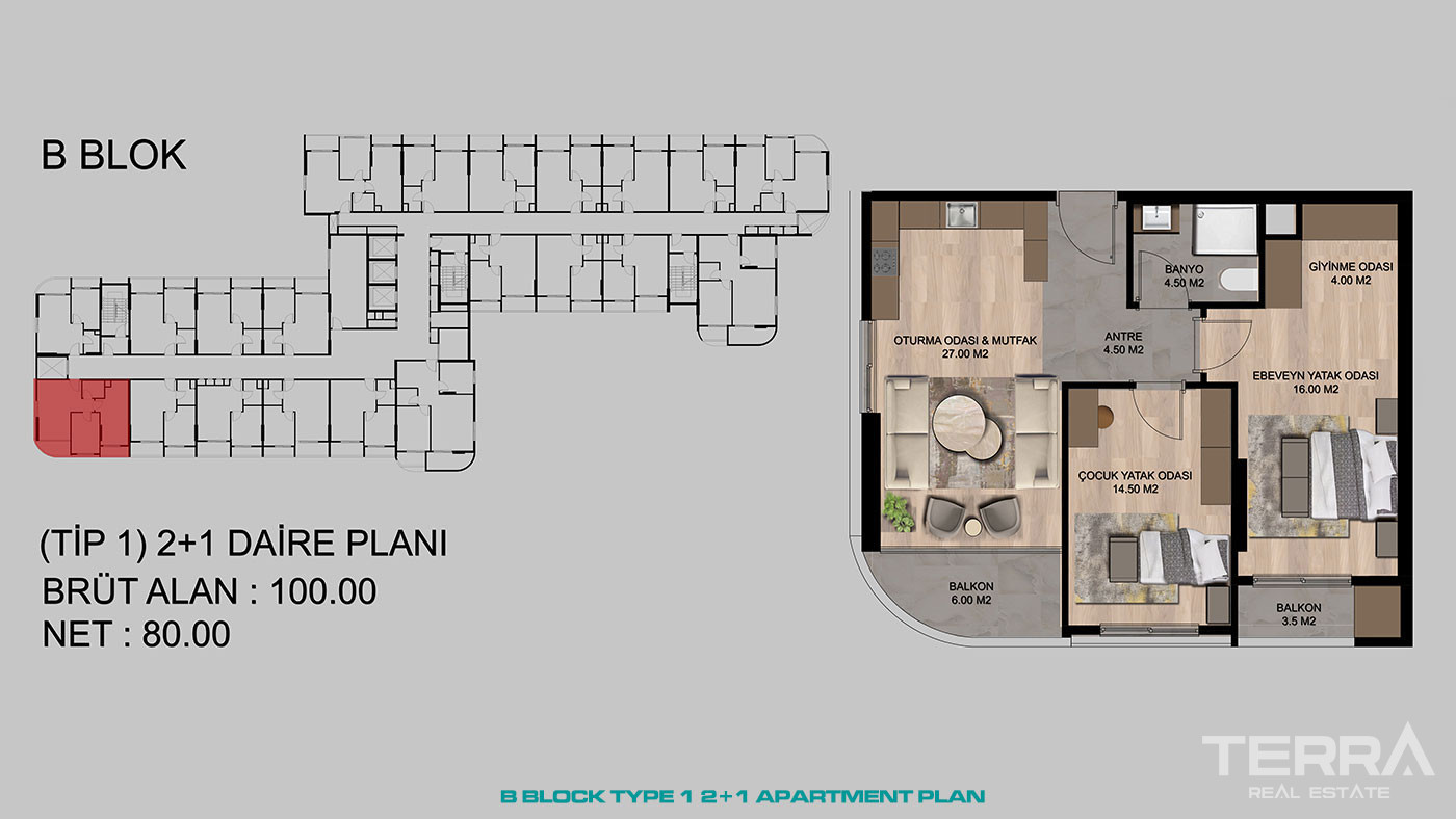 Contemporary Mersin Apartments Close to The Shopping Center in Tarsus - 95525