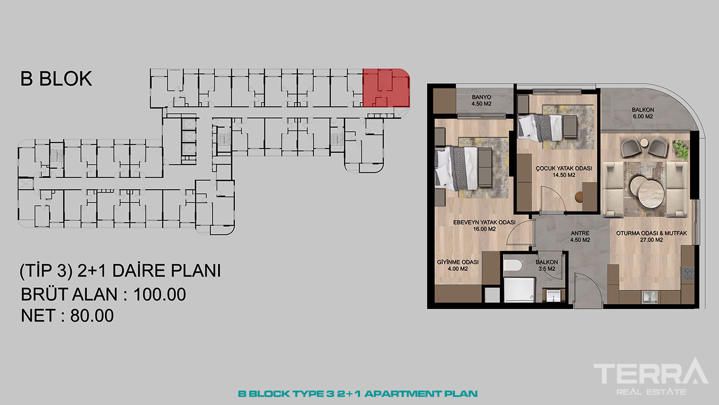 Contemporary Mersin Apartments Close to The Shopping Center in Tarsus - 95527