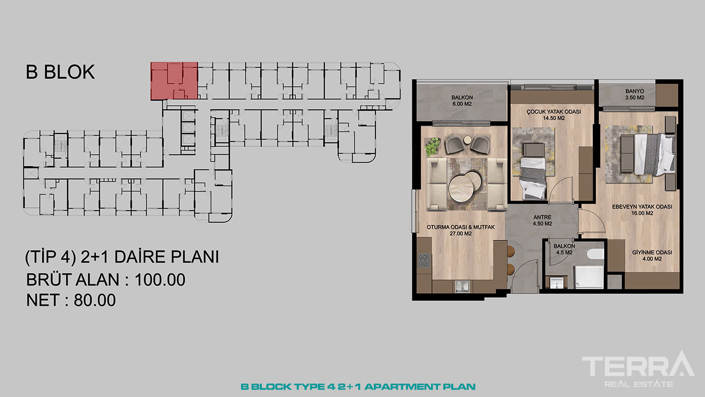 Contemporary Mersin Apartments Close to The Shopping Center in Tarsus - 95528