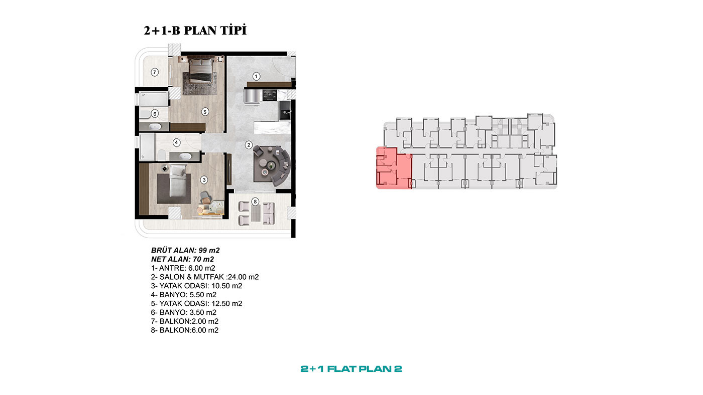 Central and Modern Concept Flats in Mezitli, Mersin - 95630