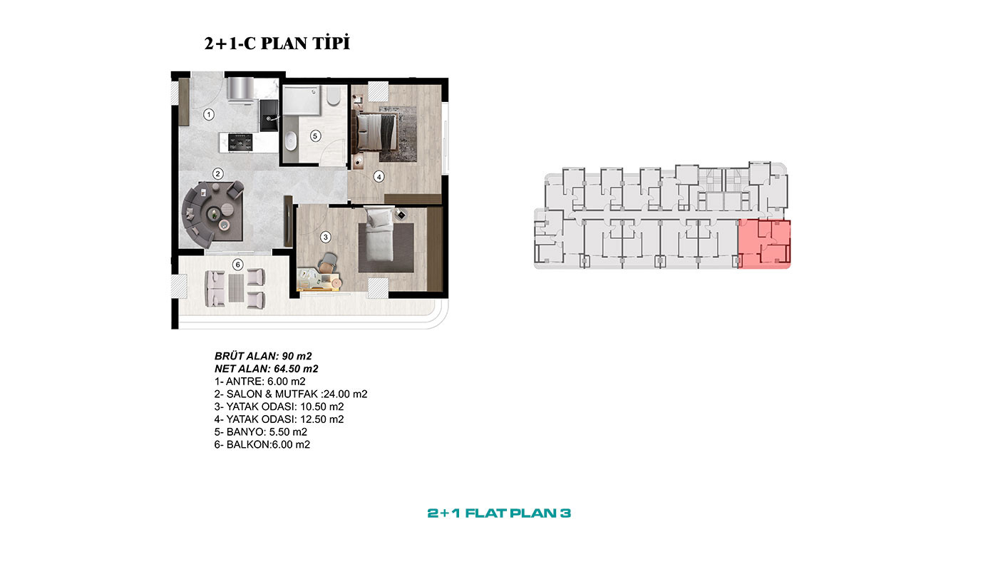 Central and Modern Concept Flats in Mezitli, Mersin - 95632
