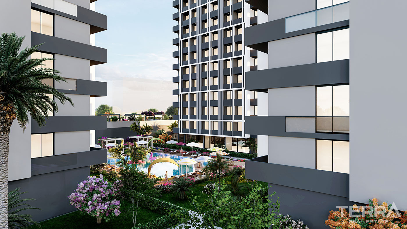 New Apartments in a Complex with an Aquapark in Erdemli, Mersin - 95746