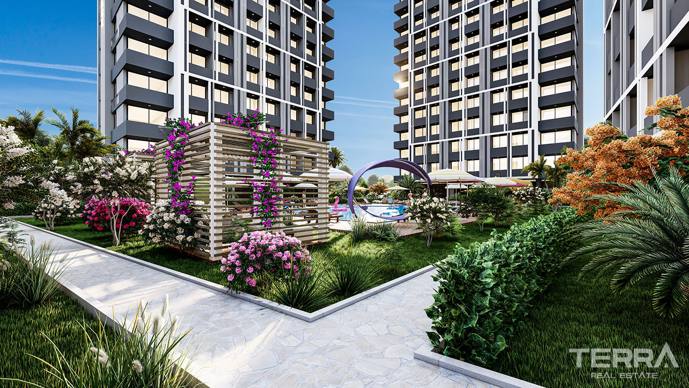 New Apartments in a Complex with an Aquapark in Erdemli, Mersin - 95749