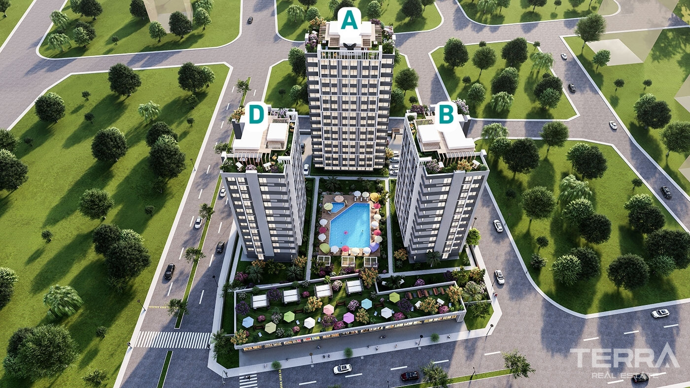 New Apartments in a Complex with an Aquapark in Erdemli, Mersin - 95750