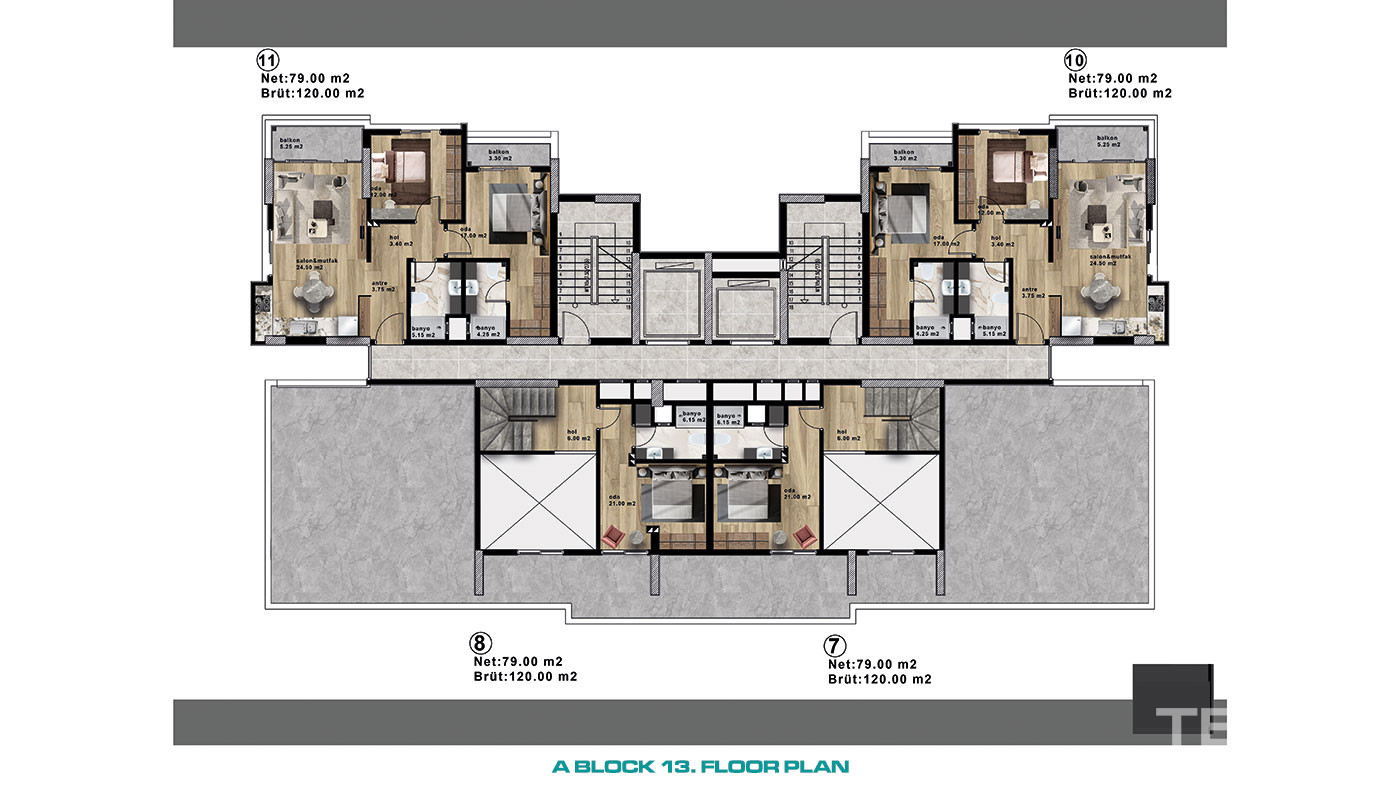Spacious Flats with Comfortable Living Areas in Mersin, Mezitli - 95983
