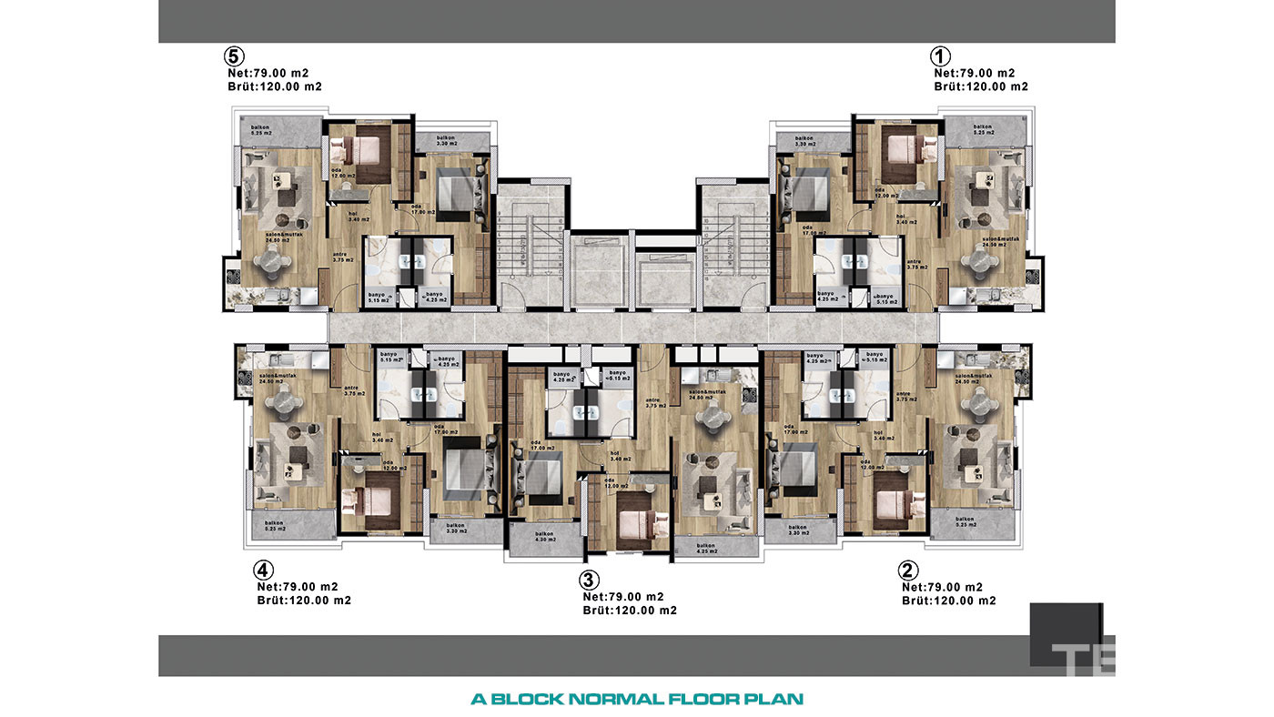 Spacious Flats with Comfortable Living Areas in Mersin, Mezitli - 95985