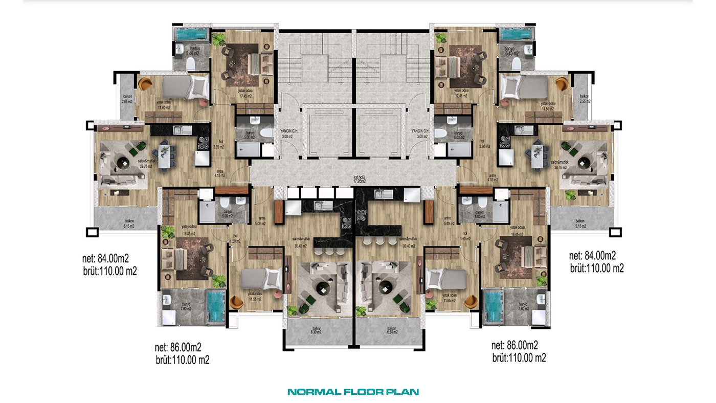 Spacious 2+1 Apartments in a Resort Area of Tömük, Erdemli, Mersin - 96053